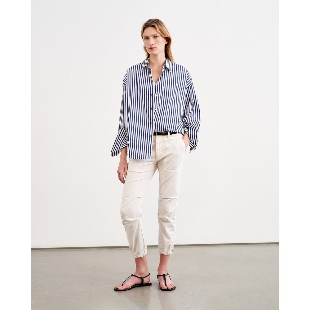 Nili Lotan Cropped Military Pants Eggshell Utility Cotton Stretch Size 6 - Picture 4 of 16